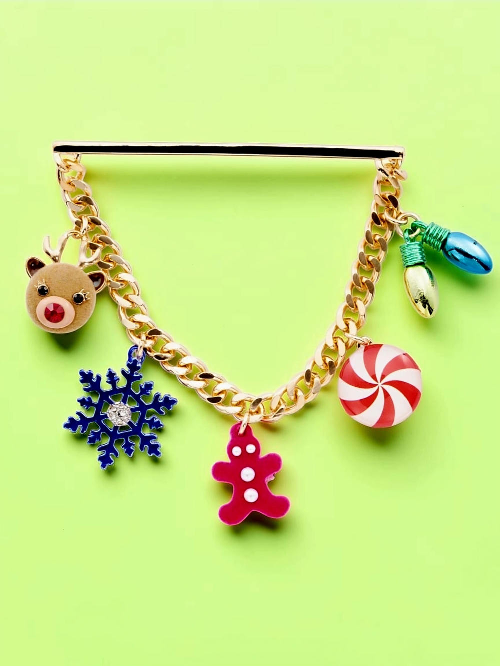 NEW Betsey Johnson Holiday Theme Charms Brooch Pin Gold Tone Gift Box Included